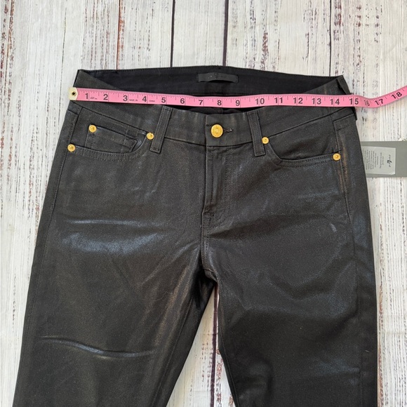 NWT 7 For All Mankind High Waist Ankle Skinny in Black Coated Stretch Jeans 27 - Picture 6 of 10